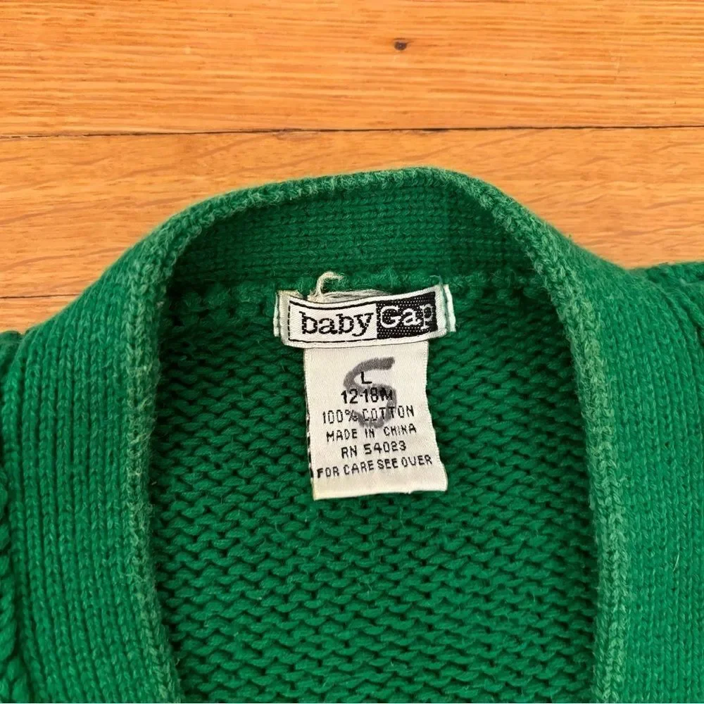 Baby Gap Vintage Green Argyle Cardigan Sweater